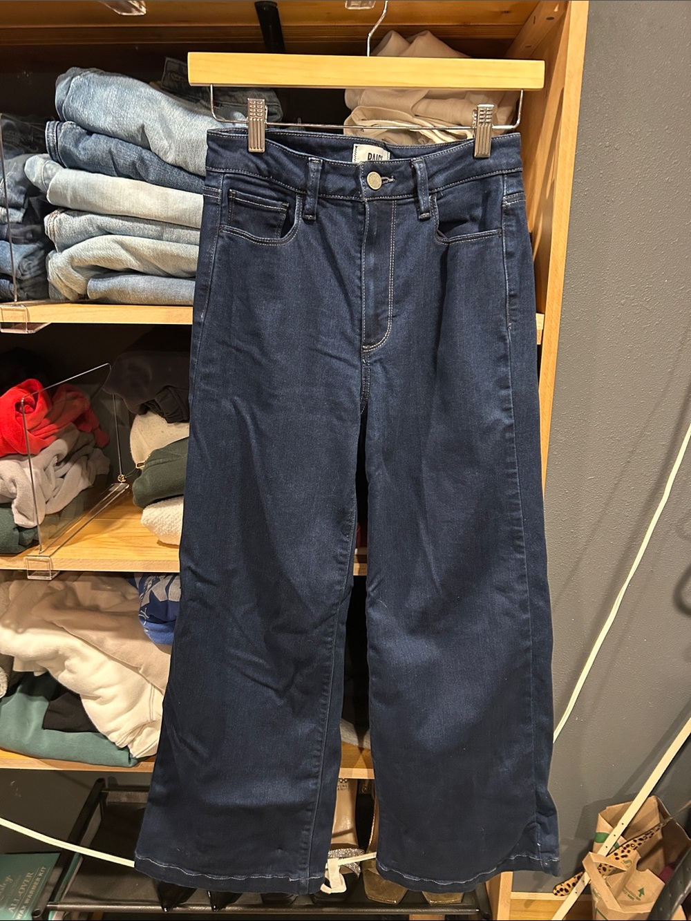 PAIGE Navy Wide-Leg High-Rise Jeans
